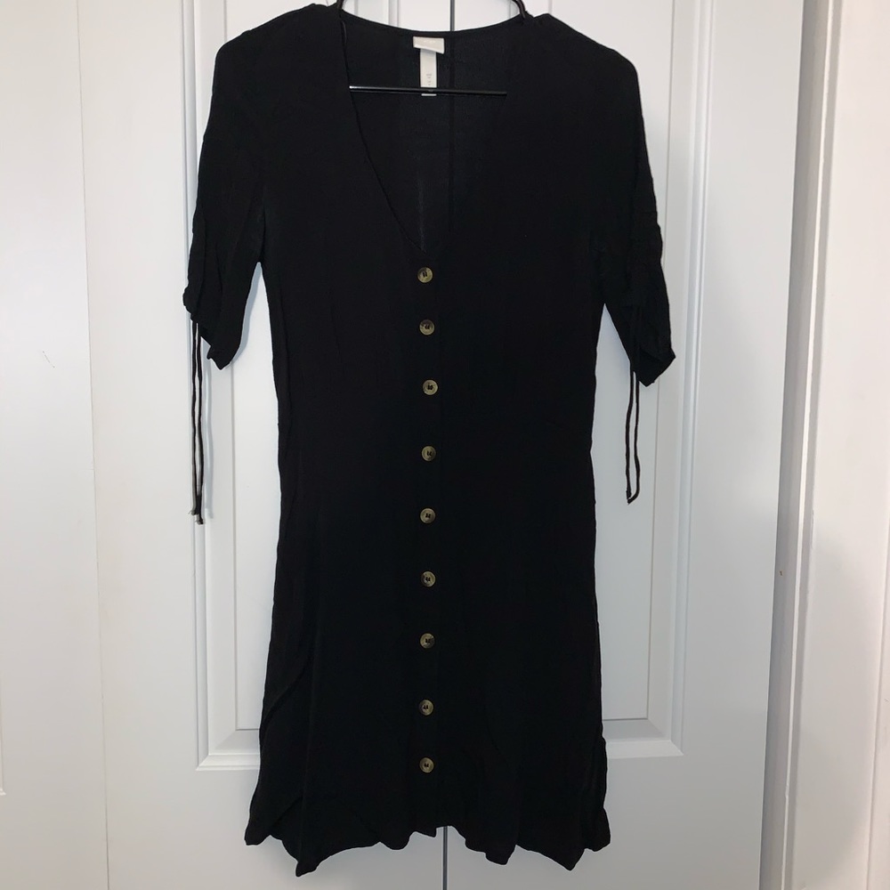 H&M Button Black Dress - Size 8